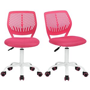 FurnitureR Desk Chair Office Chair Fabric Seat Ergonomic Study Chair without Armrest, Adjustable Height Swivel Chair, set of 2,Pink FurnitureR Desk Chair Office Chair Fabric Seat Ergonomic Study Chair without Armrest, Adjustable Height Swivel Chair, set of 2,Pink