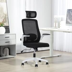 HOMCOM Executive Office Chair, Ergonomic Mesh High Back Desk Chair with Flip-up Armrest, Adjustable Lumbar Support, Rotatable Headrest, Black HOMCOM Executive Office Chair, Ergonomic Mesh High Back Desk Chair with Flip-up Armrest, Adjustable Lumbar Support, Rotatable Headrest, Black
