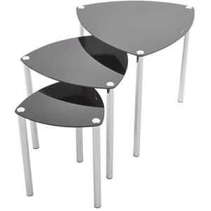 ASPECT Arena Set of 3 Nesting END Side Table-Black Glass,Chrome Legs, L 48x48x46(H)cm, M 39x39x41(H)cm, S 29x29x37(H)cm ASPECT Arena Set of 3 Nesting END Side Table-Black Glass,Chrome Legs, L 48x48x46(H)cm, M 39x39x41(H)cm, S 29x29x37(H)cm