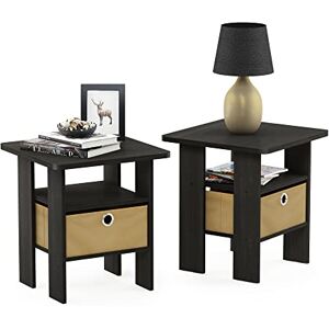 Furinno Andrey Side Table, Nightstand with Bin Drawer, Espresso/Brown, Set of 2 Furinno Andrey Side Table, Nightstand with Bin Drawer, Espresso/Brown, Set of 2