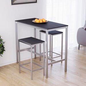 Vida Designs Roslyn 3-Piece Table Set with 2 Stools/Chairs, Compact Design for Dining, Kitchen, Breakfast Bar, Apartment, Balcony, Garden with Industrial Steel Frame, H90xW100xD50cm (Black) Vida Designs Roslyn 3-Piece Table Set with 2 Stools/Chairs, Compact Design for Dining, Kitchen, Breakfast Bar, Apartment, Balcony, Garden with Industrial Steel Frame, H90xW100xD50cm (Black)