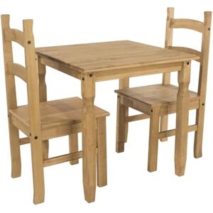 Home Source Solid Pine 2 Chair Kitchen Dining Set, Square Table, Natural Finish Home Source Solid Pine 2 Chair Kitchen Dining Set, Square Table, Natural Finish