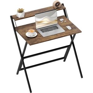HOMCOM Folding Desk with Monitor Shelf, 81.5 cm Foldable Computer Desk for Small Spaces, Space Saving Writing Table Workstation for Home Office, Study, Easy Assembly, Rustic Brown HOMCOM Folding Desk with Monitor Shelf, 81.5 cm Foldable Computer Desk for Small Spaces, Space Saving Writing Table Workstation for Home Office, Study, Easy Assembly, Rustic Brown