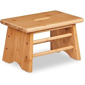 Relaxdays Bamboo Footstool, 100 kg Load Capacity, Stable Small Seat, HxWxD: 20 x 33 x 21.5 cm, Children, Handle, Natural Relaxdays Bamboo Footstool, 100 kg Load Capacity, Stable Small Seat, HxWxD: 20 x 33 x 21.5 cm, Children, Handle, Natural