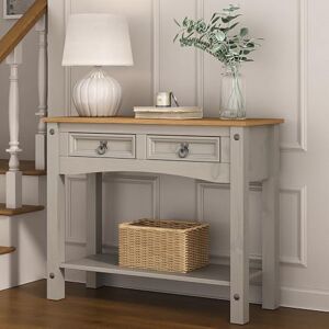 Mews Corona Console Table Grey 2 Drawer Mexican Solid Pine Mews Corona Console Table Grey 2 Drawer Mexican Solid Pine