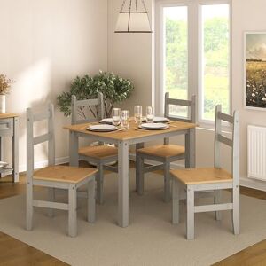 Mews Corona Dining Table Set 4 Seater Grey Solid Mexican Pine Wood Table With 4 Chairs Mews Corona Dining Table Set 4 Seater Grey Solid Mexican Pine Wood Table With 4 Chairs