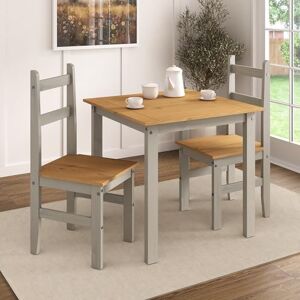 Mews Corona Dining Table Set 2 Seater Grey Solid Mexican Pine Wood Dining Table With 2 Chairs Mews Corona Dining Table Set 2 Seater Grey Solid Mexican Pine Wood Dining Table With 2 Chairs
