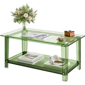 VEVOR Acrylic Coffee Table, 2 Tiers Center Table with Storage Shelf, Modern Rectangle Acrylic Coffee Desk, Ideal for Dining Room, Kitchen Island, Restaurant, Office, 50 x 80 x 40 cm (Green) VEVOR Acrylic Coffee Table, 2 Tiers Center Table with Storage Shelf, Modern Rectangle Acrylic Coffee Desk, Ideal for Dining Room, Kitchen Island, Restaurant, Office, 50 x 80 x 40 cm (Green)