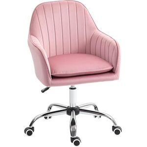 HOMCOM Office Chair, Swivel Desk Chair, Velvet-Feel Fabric Vanity Chair with Adjustable Height and Rolling Wheels for Home Work Study, Dark Pink HOMCOM Office Chair, Swivel Desk Chair, Velvet-Feel Fabric Vanity Chair with Adjustable Height and Rolling Wheels for Home Work Study, Dark Pink