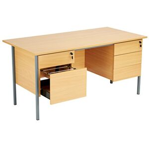 Office Hippo Eco 18 Desk with Double Pedestals Two and Three Drawer, Beech, 150 cm x 75 cm Office Hippo Eco 18 Desk with Double Pedestals Two and Three Drawer, Beech, 150 cm x 75 cm