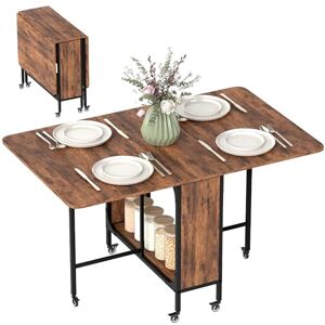 HOMCOM Mobile Drop Leaf Table, Folding Dining Table with 6 Wheels & Storage Shelf for Small Spaces, Kitchen, Dining Room, Rustic Brown HOMCOM Mobile Drop Leaf Table, Folding Dining Table with 6 Wheels & Storage Shelf for Small Spaces, Kitchen, Dining Room, Rustic Brown