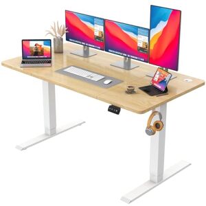 JUMMICO Electric Standing Desk, 180 x 80 cm Home Office Height Adjustable Desk, Computer Lift Table with Smart Panel & Memory Function, Beige JUMMICO Electric Standing Desk, 180 x 80 cm Home Office Height Adjustable Desk, Computer Lift Table with Smart Panel & Memory Function, Beige