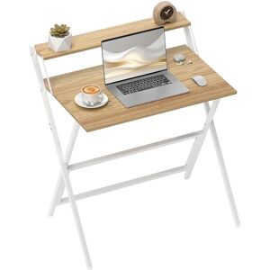 HOMCOM Folding Desk with Monitor Shelf, 81.5 cm Foldable Computer Desk for Small Spaces, Space Saving Writing Table Workstation for Home Office, Study, Easy Assembly, Natural Wood Finish HOMCOM Folding Desk with Monitor Shelf, 81.5 cm Foldable Computer Desk for Small Spaces, Space Saving Writing Table Workstation for Home Office, Study, Easy Assembly, Natural Wood Finish