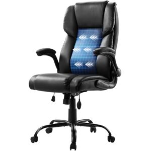 VEVOR Executive Chair, High Back Office Chair with Flip-up Armrests & Lumbar Support, Ergonomic Desk Chair Adjustable Tilt & Height, PU Leather Swivel Rolling Chair for Working, Study, Gaming, Black VEVOR Executive Chair, High Back Office Chair with Flip-up Armrests & Lumbar Support, Ergonomic Desk Chair Adjustable Tilt & Height, PU Leather Swivel Rolling Chair for Working, Study, Gaming, Black