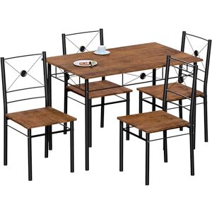 Vida Designs Roslyn Dining Table and Chair Set, Kitchen Breakfast Modern Contemporary Furniture Set (Dark Wood, 4 Seater) Vida Designs Roslyn Dining Table and Chair Set, Kitchen Breakfast Modern Contemporary Furniture Set (Dark Wood, 4 Seater)