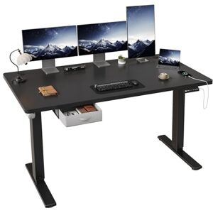 JUMMICO Height Adjustable Electric 160 x 80cm Standing Desk with Drawer & Hooks – Height Adjustable Sit Stand Desk with Stable Steel Frame, Wide Desktop Standing Table for Home Office,Black JUMMICO Height Adjustable Electric 160 x 80cm Standing Desk with Drawer & Hooks – Height Adjustable Sit Stand Desk with Stable Steel Frame, Wide Desktop Standing Table for Home Office,Black