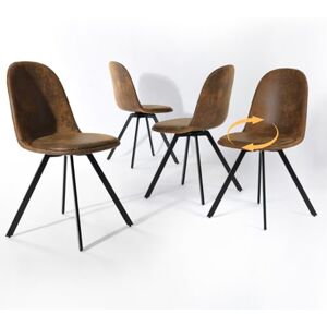 FurnitureR 4pcs Dining Chairs Swivel Seat Kitchen Chairs with Sturdy Metal Legs Dining Room Set Living Room, Suede Brown FurnitureR 4pcs Dining Chairs Swivel Seat Kitchen Chairs with Sturdy Metal Legs Dining Room Set Living Room, Suede Brown