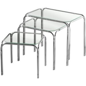 Premier Housewares Nest of Tables with Glass Top and Chrome Legs, Set of 3, 39 x 46 x 30 cm Premier Housewares Nest of Tables with Glass Top and Chrome Legs, Set of 3, 39 x 46 x 30 cm