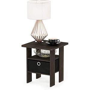 Furinno Andrey Side Table, Nightstand with Bin Drawer, Dark Brown/Black Furinno Andrey Side Table, Nightstand with Bin Drawer, Dark Brown/Black