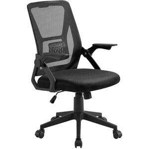 VECELO Office Chair Ergonomic, Height-Adjustable with 90° Flip-up Armrests and Mesh Lumbar Support Silent Casters for Computer Task Work, Black VECELO Office Chair Ergonomic, Height-Adjustable with 90° Flip-up Armrests and Mesh Lumbar Support Silent Casters for Computer Task Work, Black