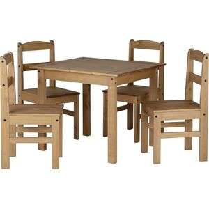 Seconique Panama Dining Set with 4 Dining Chairs in Natural Wax Seconique Panama Dining Set with 4 Dining Chairs in Natural Wax