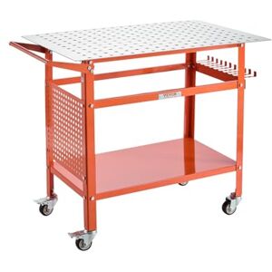 VEVOR Welding Table, 40" x 24" Welding Workbench Table with 800LBS Static Weight Capacity, Movable Steel Work Bench with 4 Wheels (2 with Brake), Double-Layer Storage Board and 5/8-inch Fixture Holes VEVOR Welding Table, 40" x 24" Welding Workbench Table with 800LBS Static Weight Capacity, Movable Steel Work Bench with 4 Wheels (2 with Brake), Double-Layer Storage Board and 5/8-inch Fixture Holes