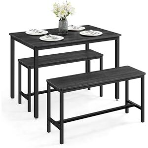 VASAGLE Dining Table with 2 Benches, 3 Piece Set, Kitchen Table of 70 x 110 x 75 cm, 2 Benches of 30 x 97 x 50 cm Each, Steel Frame, Charcoal Grey and Ink Black KDT070B10 VASAGLE Dining Table with 2 Benches, 3 Piece Set, Kitchen Table of 70 x 110 x 75 cm, 2 Benches of 30 x 97 x 50 cm Each, Steel Frame, Charcoal Grey and Ink Black KDT070B10