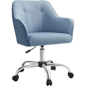 SONGMICS Office Chair, Swivel Chair, Desk Chair, Makeup Vanity Chair, Adjustable Height, Armrests, 110 kg Load, Cotton-Linen Fabric, Home Office, Study, Bedroom, Misty Blue OBG019Q11 SONGMICS Office Chair, Swivel Chair, Desk Chair, Makeup Vanity Chair, Adjustable Height, Armrests, 110 kg Load, Cotton-Linen Fabric, Home Office, Study, Bedroom, Misty Blue OBG019Q11