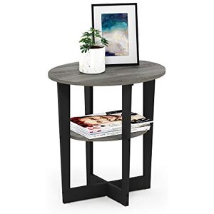 Furinno Oval End, Side Table, Nightstand, Wood, French Oak Grey/Black, Pack of 1 Furinno Oval End, Side Table, Nightstand, Wood, French Oak Grey/Black, Pack of 1