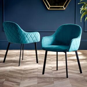 Julian Bowen Set of 2 Lima Dining Chairs-Teal Velvet, One Size Julian Bowen Set of 2 Lima Dining Chairs-Teal Velvet, One Size