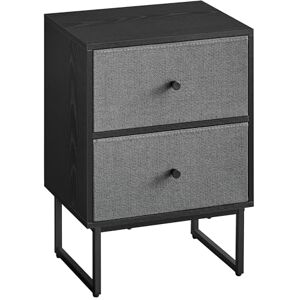 VASAGLE Bedside, Side End Table with Storage, 2 Removable Fabric Drawers, for Bedroom, Living Room, Ebony Black, Slate Grey, 30 x 40 x 55 cm VASAGLE Bedside, Side End Table with Storage, 2 Removable Fabric Drawers, for Bedroom, Living Room, Ebony Black, Slate Grey, 30 x 40 x 55 cm