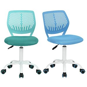 FurnitureR Desk Chair Office Chair Fabric Seat Ergonomic Study Chair without Armrest, Adjustable Height Swivel Chair, set of 2, Blue+Aqua FurnitureR Desk Chair Office Chair Fabric Seat Ergonomic Study Chair without Armrest, Adjustable Height Swivel Chair, set of 2, Blue+Aqua