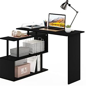 Furinno L-Shape Computer, Writing, Study Desk, Engineered Wood, Americano/Black, 100.1(W) x 72.4(H) x 80(D) cm Furinno L-Shape Computer, Writing, Study Desk, Engineered Wood, Americano/Black, 100.1(W) x 72.4(H) x 80(D) cm