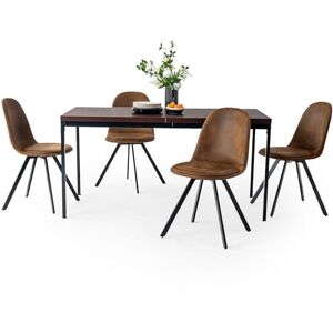 FurnitureR Dining Table Set, Kitchen Table in Vintage Wood Pattern & 4pcs Swivel Suede chairs, Kitchen Table for Dining Room Living Room, 150x75x75cm, Brown Desktop & Black Legs+Swivel Suede chairs FurnitureR Dining Table Set, Kitchen Table in Vintage Wood Pattern & 4pcs Swivel Suede chairs, Kitchen Table for Dining Room Living Room, 150x75x75cm, Brown Desktop & Black Legs+Swivel Suede chairs
