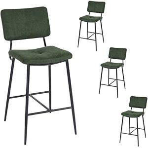 MEUBLE COSY Bar Stools Set of 4 Kitchen Breakfast High Chairs with Backrest Footrest, 68 cm Tall Seat, Fabric Upholstered, Metal Legs, Industrial Style, for Dining Room Counter, Green MEUBLE COSY Bar Stools Set of 4 Kitchen Breakfast High Chairs with Backrest Footrest, 68 cm Tall Seat, Fabric Upholstered, Metal Legs, Industrial Style, for Dining Room Counter, Green