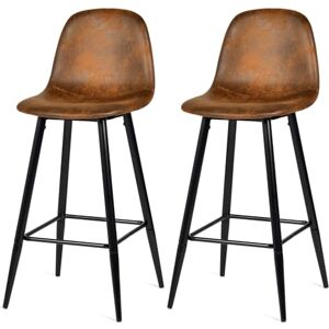 MEUBLE COSY Bar Stools Set of 2 Kitchen Breakfast High Chairs with Backrest Footrest, 72,5 cm Tall Seat, Suede Upholstered, Metal Legs, Industrial Style, for Dining Room Counter, Brown MEUBLE COSY Bar Stools Set of 2 Kitchen Breakfast High Chairs with Backrest Footrest, 72,5 cm Tall Seat, Suede Upholstered, Metal Legs, Industrial Style, for Dining Room Counter, Brown