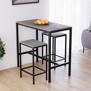 Vida Designs Roslyn 3-Piece Table Set with 2 Stools/Chairs, Compact Design for Dining, Kitchen, Breakfast Bar, Apartment, Balcony, Garden with Industrial Steel Frame, H90xW100xD50cm (Concrete Grey) Vida Designs Roslyn 3-Piece Table Set with 2 Stools/Chairs, Compact Design for Dining, Kitchen, Breakfast Bar, Apartment, Balcony, Garden with Industrial Steel Frame, H90xW100xD50cm (Concrete Grey)