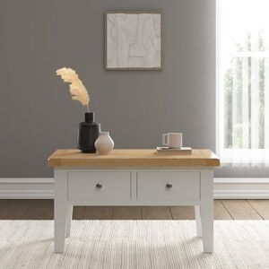 Seconique Windsor 2 Drawer Coffee Table in Ivory/Oak Seconique Windsor 2 Drawer Coffee Table in Ivory/Oak