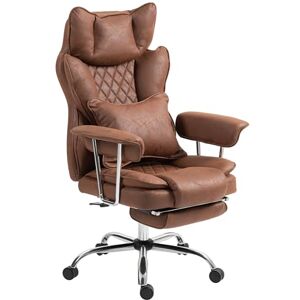 HOMCOM Executive Office Chair, Leathaire Reclining Computer Desk Chair with Lumbar Support Pillow, Built-in Headrest, High Back, Footrest, Silent Swivel Wheels, Armrest for Home, Dark Brown HOMCOM Executive Office Chair, Leathaire Reclining Computer Desk Chair with Lumbar Support Pillow, Built-in Headrest, High Back, Footrest, Silent Swivel Wheels, Armrest for Home, Dark Brown