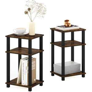 Furinno Just 3-Tier Turn-N-Tube End Table, Side Table, Nightstand, 2-Pack, Amber Pine/Black Furinno Just 3-Tier Turn-N-Tube End Table, Side Table, Nightstand, 2-Pack, Amber Pine/Black