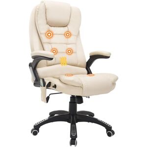 HOMCOM 6-Point Massage Office Chair with Seat Heated for Home Office, PU Leather High Back Executive Desk Chair with Adjustable Height and 360° Swivel for Work Study, Beige HOMCOM 6-Point Massage Office Chair with Seat Heated for Home Office, PU Leather High Back Executive Desk Chair with Adjustable Height and 360° Swivel for Work Study, Beige