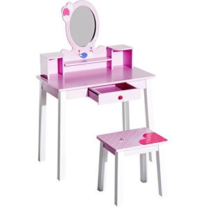 HOMCOM Kids Dressing Table - Pink - Wooden Makeup Desk HOMCOM Kids Dressing Table - Pink - Wooden Makeup Desk