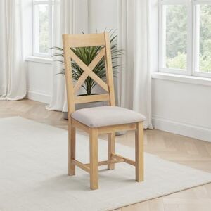 Seconique Windsor Cross Back Dining Chair Pair Box of 2 in Natural Oak/Oat Fabric Seconique Windsor Cross Back Dining Chair Pair Box of 2 in Natural Oak/Oat Fabric