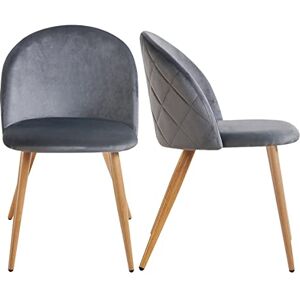 FurnitureR Set of 2 Dining Chairs, Soft Chair, Kitchen Chair with Backrest, Comfortable Velvet Sofa for Living Room, Home, Minimalist Design, Grey FurnitureR Set of 2 Dining Chairs, Soft Chair, Kitchen Chair with Backrest, Comfortable Velvet Sofa for Living Room, Home, Minimalist Design, Grey