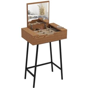 HOMCOM Dressing Table with Flip-Up Mirror, 16 Small Compartments, Industrial Vanity Desk, Makeup Desk with Steel Legs for Bedroom, Natural Wood Effect HOMCOM Dressing Table with Flip-Up Mirror, 16 Small Compartments, Industrial Vanity Desk, Makeup Desk with Steel Legs for Bedroom, Natural Wood Effect