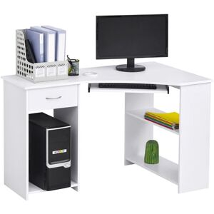 HOMCOM L-Shaped Corner Computer Desk w/ 2 Shelves Wide Worktop Keyboard Tray Drawer & CPU Stand Home Office Study Bedroom Furniture White HOMCOM L-Shaped Corner Computer Desk w/ 2 Shelves Wide Worktop Keyboard Tray Drawer & CPU Stand Home Office Study Bedroom Furniture White