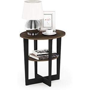 Furinno Oval End, Side Table, Nightstand, Wood, Columbia Walnut/Black, Pack of 1 Furinno Oval End, Side Table, Nightstand, Wood, Columbia Walnut/Black, Pack of 1