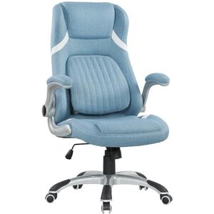 Vinsetto Executive Office Chair, Fabric High Back Office Desk Chair with Flip-up Armrests, Adjustable Lumbar Support and Tilt Function, Blue Vinsetto Executive Office Chair, Fabric High Back Office Desk Chair with Flip-up Armrests, Adjustable Lumbar Support and Tilt Function, Blue