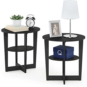 Furinno JAYA Oval Side Table, Nightstand, Walnut, 2-Pack Furinno JAYA Oval Side Table, Nightstand, Walnut, 2-Pack