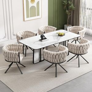 Ball & Cast Dining Chair with Armrests Set of 6, Armchair, Upholstered Seat, with Armrests, Seat Width 56 cm, Metal Legs, Velvet Coating, Load: 150 kg, for Living Room, Bedroom, Beige Ball & Cast Dining Chair with Armrests Set of 6, Armchair, Upholstered Seat, with Armrests, Seat Width 56 cm, Metal Legs, Velvet Coating, Load: 150 kg, for Living Room, Bedroom, Beige